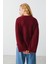 Bordo V Yaka Oversize Kadın Triko Kazak MG2149 3