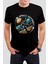 Astronot Baskılı Siyah Tişört C937 1