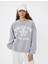 Oversize Bisiklet Yaka Sweatshirt Kolej Baskılı Şardonlu 3
