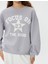 Oversize Bisiklet Yaka Sweatshirt Kolej Baskılı Şardonlu 5