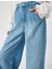 Bol Paça Kot Pantolon Normal Bel Düğmeli Pamuklu - Loose Straight Fit Jean 5
