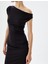 Midi Slip Elbise Asimetrik Yaka Drapeli Kolsuz Slim Fit 5