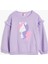 Sweatshirt Unicorn Aplikeli Fırfır Detaylı Pamuklu Şardonlu 1