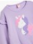 Sweatshirt Unicorn Aplikeli Fırfır Detaylı Pamuklu Şardonlu 3