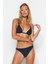 Moda Düz Atma Kap Üçgen Normal Bel Slip Lacivert Üçgen Simli Regular Bikini Takımı 2