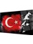 Atatürk Bayrak Atatürk Silüetli Gölgeli Siyah Fonlu Cam Tablo 4mm Dayanıklı Temperli Cam Atatürk Flag Atatürk Silhouette Shadowless Black Background Glass Wall Art 2