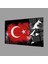 Atatürk Bayrak Atatürk Silüetli Gölgeli Siyah Fonlu Cam Tablo 4mm Dayanıklı Temperli Cam Atatürk Flag Atatürk Silhouette Shadowless Black Background Glass Wall Art 1