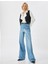 Bol Paça Kot Pantolon Normal Bel Düğmeli Pamuklu - Loose Straight Fit Jean 1