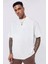 Unisex Basic Bisiklet Yaka Oversize T-Shirt - Beyaz 1