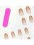 Jel Tırnak Desenli Nail Art Oval Badem Kadın Takma Tırnak Protez Tırnak Set Yapıştırıcı ve 1 Adet Törpü Hediyeli 2