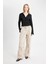 Coool Fitted Basic Düz Düğmeli Uzun Kollu Crop Siyah Gömlek A0012AX24AU 2