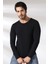 Compact Penye Likralı Slim Fit Uzun Kol Bisiklet Yaka T-Shirt 19649 Siyah 3