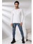 Compact Penye Likralı Slim Fit Uzun Kol Bisiklet Yaka T-Shirt 19649 Beyaz 1
