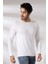 Compact Penye Likralı Slim Fit Uzun Kol Bisiklet Yaka T-Shirt 19649 Beyaz 3