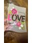 Ütü Ile Yapışan Çiçekli Love Yazı Kot Tişört Transfer Baskı Arma 19X14 cm 2