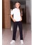 Lacivert Beli Lastikli Basic Kız Çocuk Okul Pantolonu 19201 3