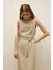 Kolsuz Keten Rahat Elbise Kum 3