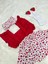 Kız Bebek Çilek Desenli Salopet, Bandana ve Çorap Takımı, Kırmızı Renk 2