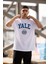 Unisex Bisiklet Yaka Baskılı Oversize T-Shirt - Beyaz 1