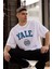 Unisex Bisiklet Yaka Baskılı Oversize T-Shirt - Beyaz 4