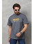 Unisex Basic Bisiklet Yaka Oversize T-Shirt - Füme 1