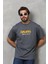 Unisex Basic Bisiklet Yaka Oversize T-Shirt - Füme 5