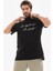 Unisex Bisiklet Yaka Baskılı Oversize T-Shirt - Siyah 5