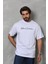 Unisex Bisiklet Yaka Baskılı Oversize T-Shirt - Beyaz 1