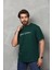 Unisex Bisiklet Yaka Baskılı Oversize T-Shirt - Yeşil 5