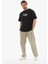 Unisex Bisiklet Yaka Baskılı Oversize T-Shirt - Siyah 3
