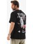 Unisex Bisiklet Yaka Baskılı Oversize T-Shirt - Siyah 5