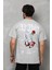Unisex Bisiklet Yaka Baskılı Oversize T-Shirt - Gri 3