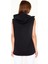 Unisex Kapşonlu Kolsuz Düz Oversize T-shirt - Siyah 2