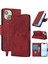 iPhone 15 Plus/14 Plus Kılıf Katlanır Stand Çiçek Deri Telefon Kılıfı Çanta-Kırmızı (Yurt Dışından) 1