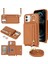 iPhone 12/12 Pro Için Kılıf Kart Çantası Halka Tutucu Litchi Doku Deri + Uzun Askılı Tpu Telefon Kapağı-Kahverengi (Yurt Dışından) 1