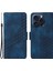 iPhone 15 Pro Kılıf Eşkenar Dörtgen Yıldızlı Pu Deri Darbeye Dayanıklı Telefon Kapağı-Mavi (Yurt Dışından) 1