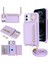 iPhone 12/12 Pro Için Kılıf Kart Çantası Halka Tutucu Litchi Doku Deri + Uzun Askılı Tpu Telefon Kapağı-Mor (Yurt Dışından) 1