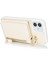 iPhone 12/12 Pro Için Kılıf Kart Çantası Halka Tutucu Litchi Doku Deri + Uzun Askılı Tpu Telefon Kapağı-Beyaz (Yurt Dışından) 4