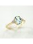 Altın Yüzük - Oval Kesim Blue Topaz Yan Zirkon Taşlı Modern Tasarım 14 Ayar Altın Kadın Yüzük Günlük-Hediyelik 1