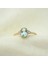 Altın Yüzük - Oval Kesim Blue Topaz Yan Zirkon Taşlı Modern Tasarım 14 Ayar Altın Kadın Yüzük Günlük-Hediyelik 5
