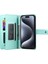 IPhone 15 Için Flip Case Pro Bilek Kayışı Kickstand Çok Fonksiyonlu Kart (Yurt Dışından) 5