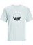 Erkek Logolu Bisiklet Yaka T-Shirt - Açık Mavi 5