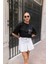 Siyah Crop Cep Detaylı Basic T-Shirt 1