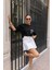 Siyah Crop Cep Detaylı Basic T-Shirt 4