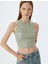Halter Yaka Crop Atlet Fitilli Metalik Baskı Detaylı Pamuklu 1