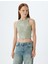 Halter Yaka Crop Atlet Fitilli Metalik Baskı Detaylı Pamuklu 3