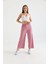 Kadın Ribana Kumaş Fitilli Pantolon Pembe 3
