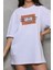 Fd Home Unisex Bisiklet Yaka Baskılı Oversize T-Shirt - Beyaz 2