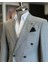 İtalyan stil slim fit erkek kruvaze ceket pantolon takım elbise gri T12623 2