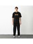 Unisex Bisiklet Yaka Baskılı Oversize T-Shirt - Siyah 1